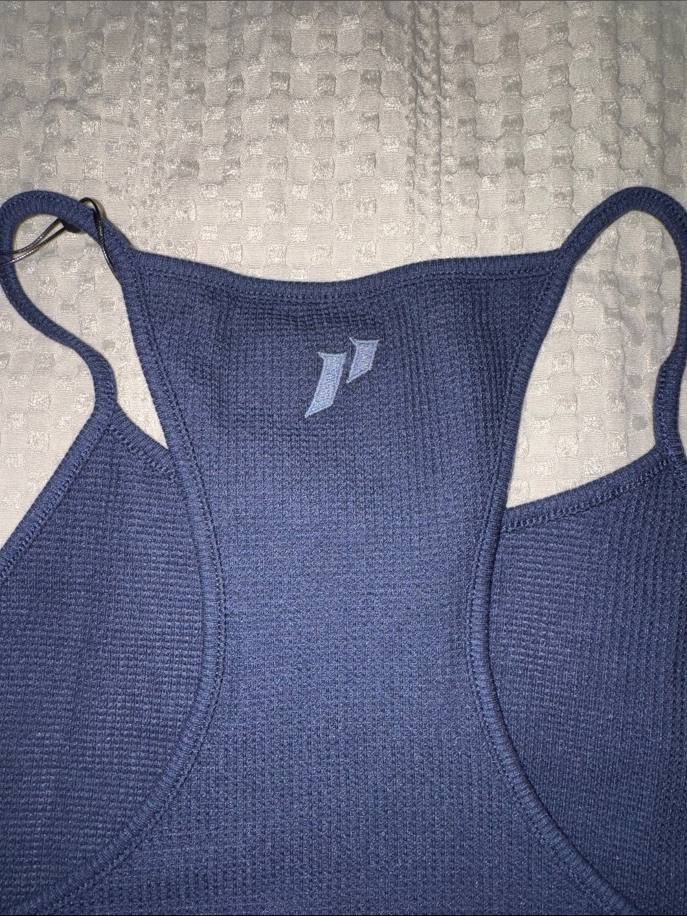 Navy Ribbed Halter Tank Top - Picture 5 of 5